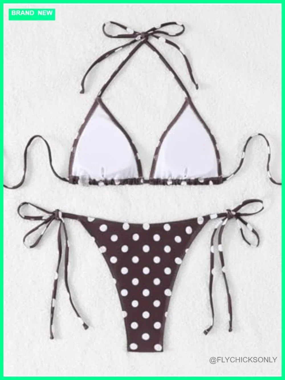 Women's Polka Dot Triangle Bikini Set Halter Tie Side Two Piece